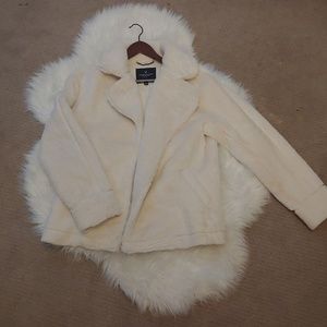 Cream faux fur coat